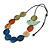 Multicoloured Wooden Coin Bead and Bird Black Cotton Cord Long Necklace/ 96cm Max Length/ Adjustable - view 8