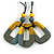 O-Shape Yellow/ Grey Painted Wood Pendant with Black Cotton Cord - 90cm L/ 8cm Pendant - view 7