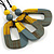 O-Shape Yellow/ Grey Painted Wood Pendant with Black Cotton Cord - 90cm L/ 8cm Pendant - view 9