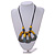 O-Shape Yellow/ Grey Painted Wood Pendant with Black Cotton Cord - 90cm L/ 8cm Pendant - view 3