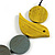 Yellow/Grey/Antique White Wooden Coin Bead and Bird Black Cotton Cord Long Necklace/ 96cm Max Length/ Adjustable - view 5