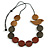 Dark Grey/Brown/Bronze Wooden Coin Bead and Bird Black Cotton Cord Long Necklace/ 96cm Max Length/ Adjustable - view 2