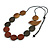 Dark Grey/Brown/Bronze Wooden Coin Bead and Bird Black Cotton Cord Long Necklace/ 96cm Max Length/ Adjustable - view 8