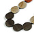 Dark Grey/Metallic Silver/Copper Wooden Coin Bead and Bird Black Cotton Cord Long Necklace/ 96cm Max Length/ Adjustable - view 6