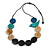 Multicoloured Wood Coin Bead/ Bird Black Cotton Cord Long Necklace/ 96cm Max Length/ Adjustable - view 2