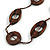 Oval/ Round Brown Wooden Bead with Brown Cotton Cord Necklace - 84cm L - view 5