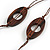 Oval/ Round Brown Wooden Bead with Brown Cotton Cord Necklace - 84cm L - view 6