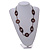 Oval/ Round Brown Wooden Bead with Brown Cotton Cord Necklace - 84cm L - view 3