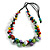 Multicoloured Graduated Wood Bead Black Cotton Cord Necklace - 80cm Max L/ Adjustable - view 2