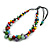 Multicoloured Graduated Wood Bead Black Cotton Cord Necklace - 80cm Max L/ Adjustable - view 5