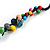 Multicoloured Graduated Wood Bead Black Cotton Cord Necklace - 80cm Max L/ Adjustable - view 7