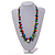Multicoloured Graduated Wood Bead Black Cotton Cord Necklace - 80cm Max L/ Adjustable - view 3