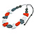 Geometric Wood Bead Black Cotton Cord Long Necklace In Orange/Grey/White/ 110cm L/ Adjustable - view 4