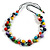 Multicoloured Round Ceramic/ Wood Bead Cotton Cord Necklace - 90cm Max Length Adjustable - view 7