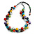 Multicoloured Round Ceramic/ Wood Bead Cotton Cord Necklace - 90cm Max Length Adjustable - view 2