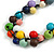Multicoloured Round Ceramic/ Wood Bead Cotton Cord Necklace - 90cm Max Length Adjustable - view 4