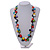 Multicoloured Round Ceramic/ Wood Bead Cotton Cord Necklace - 90cm Max Length Adjustable - view 3