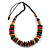 Round/ Button Multicoloured Wood Bead Black Cotton Cord Necklace - 84cm L Max Length (Adjustable) - view 2