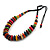 Round/ Button Multicoloured Wood Bead Black Cotton Cord Necklace - 84cm L Max Length (Adjustable) - view 7