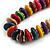 Round/ Button Multicoloured Wood Bead Black Cotton Cord Necklace - 84cm L Max Length (Adjustable) - view 6