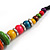 Round/ Button Multicoloured Wood Bead Black Cotton Cord Necklace - 84cm L Max Length (Adjustable) - view 8