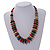 Round/ Button Multicoloured Wood Bead Black Cotton Cord Necklace - 84cm L Max Length (Adjustable) - view 3