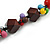 Multicoloured Ceramic/ Wood Bead Cotton Cord Necklace - 80cm Max Length Adjustable - view 5