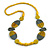 Geometric Painted Wooden Bead Long Necklace Yellow, Grey - 90cm Long - view 2