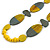 Geometric Painted Wooden Bead Long Necklace Yellow, Grey - 90cm Long - view 4