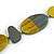 Geometric Painted Wooden Bead Long Necklace Yellow, Grey - 90cm Long - view 5
