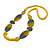 Geometric Painted Wooden Bead Long Necklace Yellow, Grey - 90cm Long - view 6