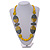 Geometric Painted Wooden Bead Long Necklace Yellow, Grey - 90cm Long - view 3