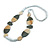 Geometric Painted Wooden Bead Long Necklace White, Antique White, Grey - 90cm Long - view 7