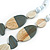 Geometric Painted Wooden Bead Long Necklace White, Antique White, Grey - 90cm Long - view 5