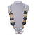 Geometric Painted Wooden Bead Long Necklace White, Antique White, Grey - 90cm Long - view 3