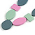 Long Geometric Wood Bead Necklace with Black Cotton Cord in Mint/Grey/Pink - 110cm Max/Adjustable - view 5