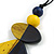 Yellow/Dark Blue Geometric Wood Pendant Black Waxed Cotton Cord - 80cm L Max/ 13cm - view 6