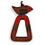 Red/Brown Bird and Triangular Wooden Pendant Brown Cotton Cord Long Necklace - 90cm L/ 11cm Pendant