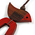 Red/Brown Bird and Triangular Wooden Pendant Brown Cotton Cord Long Necklace - 90cm L/ 11cm Pendant - view 4