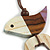 Lilac/Brown/Antique White Bird and Triangular Wooden Pendant Brown Cotton Cord Long Necklace - 90cm L/ 11cm Pendant - view 4