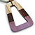 Lilac/Brown/Antique White Bird and Triangular Wooden Pendant Brown Cotton Cord Long Necklace - 90cm L/ 11cm Pendant - view 5