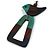 Turquoise/Brown/Dark Blue Bird and Triangular Wooden Pendant Brown Cotton Cord Long Necklace - 90cm L/ 11cm Pendant - view 5