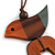 Bronze/Brown/Grey Bird and Triangular Wooden Pendant Brown Cotton Cord Long Necklace - 90cm L/ 11cm Pendant - view 4