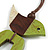 Lime Green/Brown/Antique White Bird and Triangular Wooden Pendant Brown Cotton Cord Long Necklace - 90cm L/ 11cm Pendant - view 3