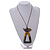 Antique Yellow/Brown/Grey Bird and Triangular Wooden Pendant Brown Cotton Cord Long Necklace - 90cm L/ 11cm Pendant - view 3