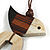 White/Black/Brown Bird and Triangular Wooden Pendant Brown Cotton Cord Long Necklace - 90cm L/ 11cm Pendant - view 4