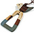 Grey/Brown/Antique White Bird and Triangular Wooden Pendant Brown Cotton Cord Long Necklace - 90cm L/ 11cm Pendant - view 4