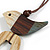 Grey/Brown/Antique White Bird and Triangular Wooden Pendant Brown Cotton Cord Long Necklace - 90cm L/ 11cm Pendant - view 5