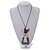 Grey/Brown/Antique White Bird and Triangular Wooden Pendant Brown Cotton Cord Long Necklace - 90cm L/ 11cm Pendant - view 3