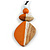 Orange/Off White Geometric Wood Pendant Black Waxed Cotton Cord - 80cm L Max/ 13cm - view 8
